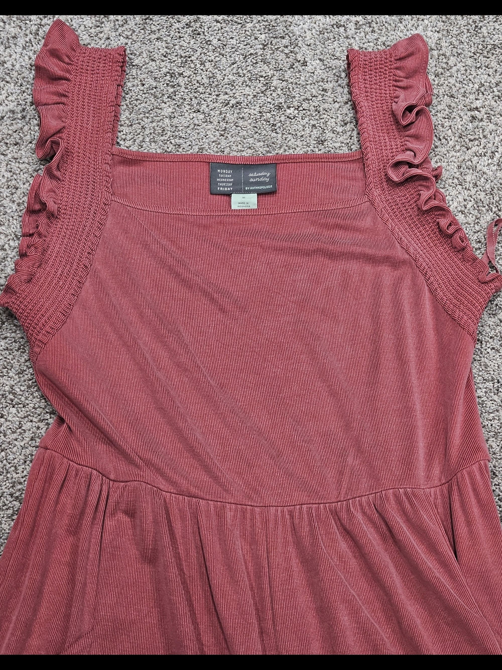 Anthropologie Rose-Rust Ruffle Strap Jumpsuit